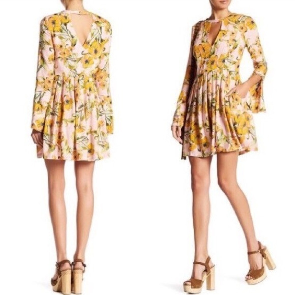 Free People NWT Pink and Orange Floral Dress